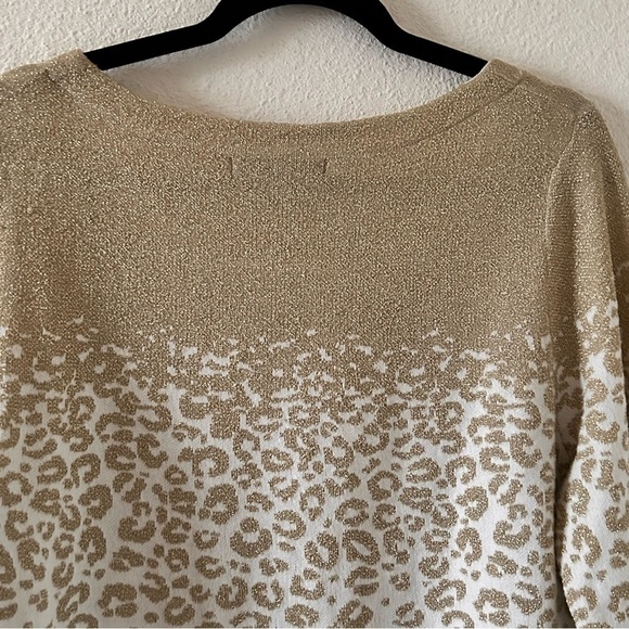 United Stares Sweaters Cheetah Print Cream Gold Women Size Large - Picture 10 of 11